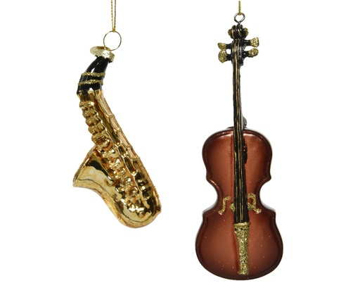 [559505] Kaemingk | Hangfiguur Glas Assortiment Viool/Saxofoon 