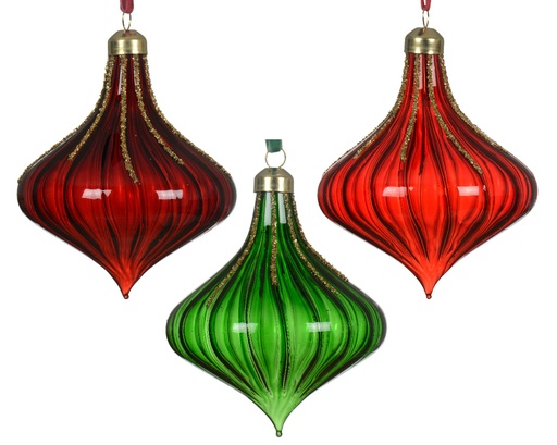 [559698] Kaemingk | Hangfiguur Glas Assortiment Ui Rood/Groen 