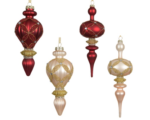 [559785] Kaemingk | Hangfiguur Glas Assortiment Rood/Ecru 