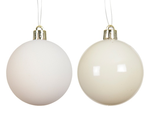 [559850] Kaemingk | Kerstbal Polystyreen Mix Wolwit Ø8cm 6-pack