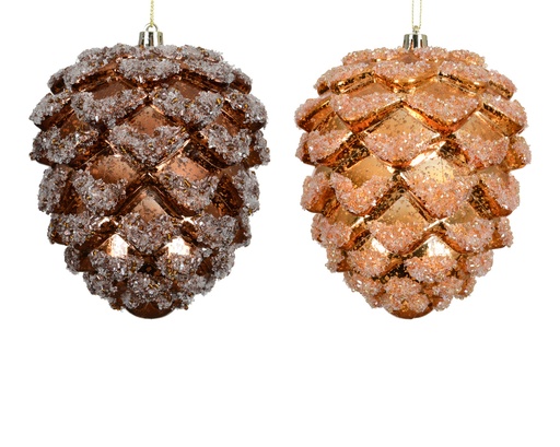 [560057] Kaemingk | Hangfiguur Polystyreen Mix Dennenappel Besneeuwd Goud/Brons