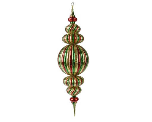 [560059] Kaemingk | Hangfiguur Polystyreen Ornament Gestreept Rood/Groen/Goud