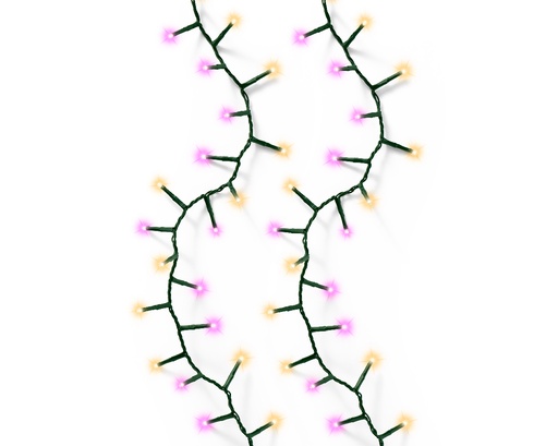 [560189] Lumineo | Verlichting Compact Twinkle In/Outdoor 500 Leds Roze/Klassiek Warm Snoer Groen 11m + 5m Aanloopsnoer 8 Functies