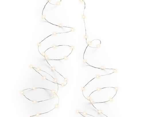 [560273] Lumineo | Verlichting Micro-LED Twinkle In/Outdoor 100 Leds Warm Wit Snoer Zilver 4,9m 8 Functies Batterij