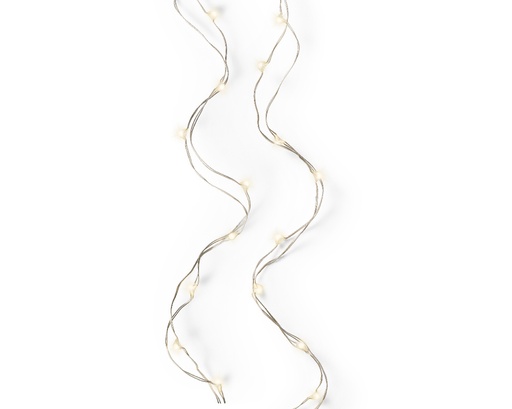 [560352] Lumineo | Verlichting Micro Lichtslinger Indoor 20 Leds Warm Wit Snoer Zilver 95cm Batterij (niet inbegrepen)