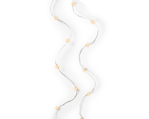 [560357] Lumineo | Verlichting Micro Lichtslinger Indoor 20 Leds Klasiek Warm Snoer Zilver 95cm Batterij (niet inbegrepen)