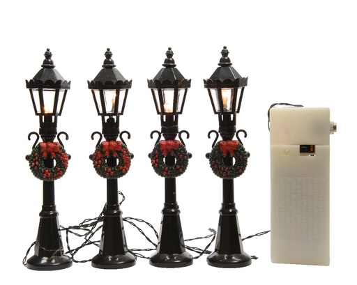 [560540] Lumineo | Verlichting Lantaarn Led Klasiek Warm/Zwart Polypropyleen 4-pack