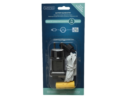 [560542] Lumineo | Verlichting Toebehoren Adapter Batterijvervanger 3xAA Zwart 3m Wit Aanloopsnoer