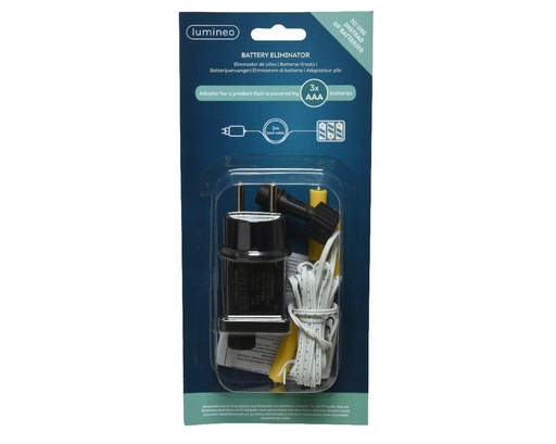 [560543] Lumineo | Verlichting Toebehoren Adapter Batterijvervanger 3xAAA Zwart 3m Wit Aanloopsnoer