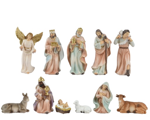 [560720] Kaemingk | Kerstbeelden Set Polyresin Maria/Jezus/Jozef/ Engel/Herder/3 Koningen/Os/Ezel/Lam 11-pack