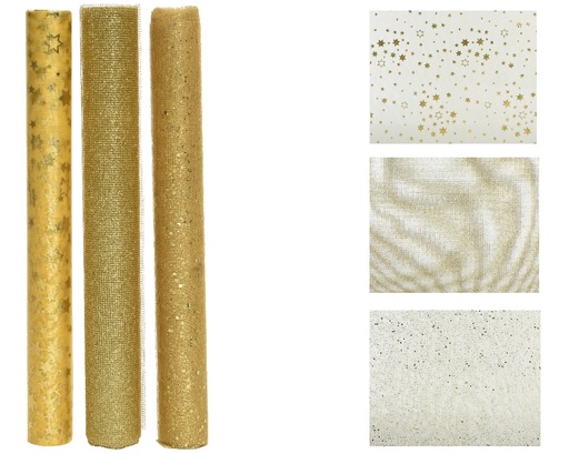 [560787] Kaemingk | Decoratie Stof Organza Mesh Assortiment Goud