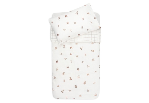 [560934] Jollein | Dekbedovertrek Animal Friends met Sloop All Over Dieren 100x140cm