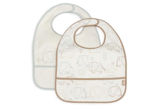[561250] Jollein | Slabbetje Elephant Tales Waterproof Velcrosluiting 2-pack