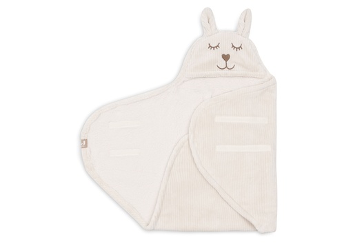 [561264] Jollein | Wikkeldeken Bunny Cloudy Rib Teddy/Coral Fleece Oatmeal Ecru 100x105cm