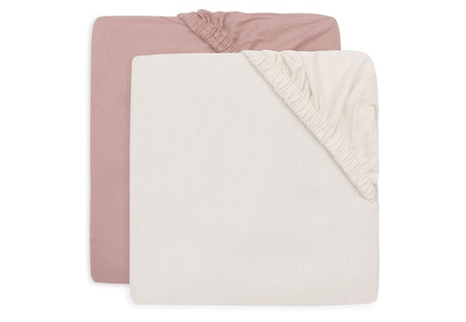 [561419] Jollein | Hoeslaken Wild Rose/Ivory Jersey Roze/Ecru 40/50x80/90cm 2-pack
