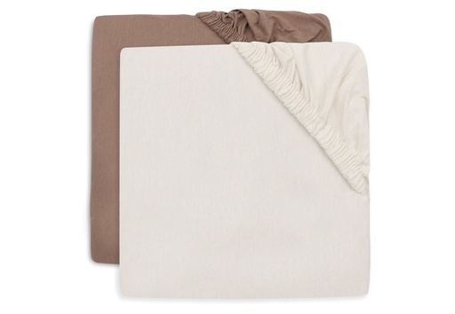 [561424] Jollein | Hoeslaken Milky Coffee/Ivory Jersey Bruin/Ecru 60x120cm 2-pack