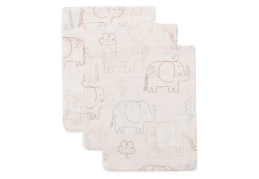 [561497] Jollein | Washandje Elephant Tales Tetra 15x20cm 3-pack