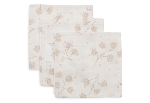 [561501] Jollein | Monddoekje Leafy Dreams Tetra Ecru 31x31cm 3-pack