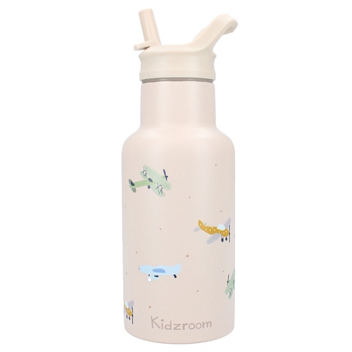 [561524] Kidzroom | Drinkfles Small Talk Vliegtuig Ecru 350ml
