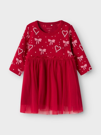 Name it | Jurk Girls Kerst Nbfri Jester Red