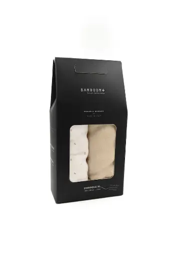 [562170] Bamboom | Tetra Doek Bee's/Almond XL 120x120cm 2-pack