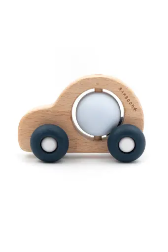 [562229] Bamboom | Educatief Speelgoed Auto Hout Siliconen Blauw
