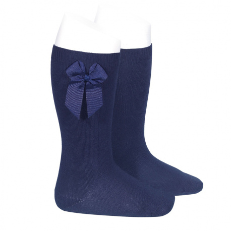 Condor | Kousen met Grosgrain Bow Kniekous Strik Navy Blue