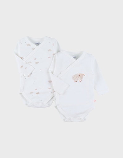 Noukies | Body Fluffy Lange Mouw Crossover Schaap 2-pack