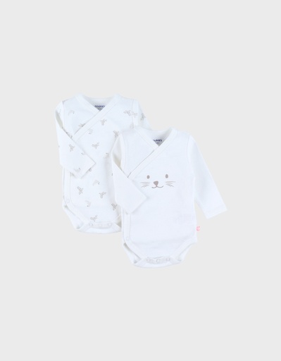 Noukies | Body Newborn Lange Mouw Crossover Wit Kat