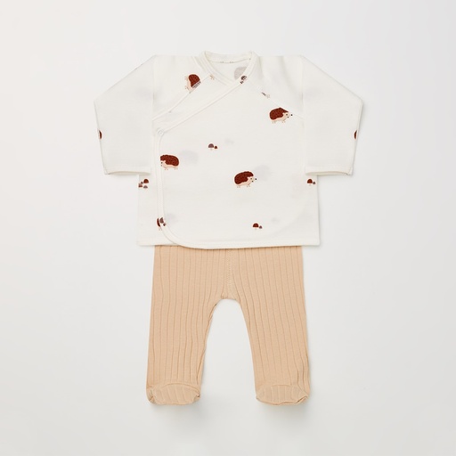 More Than Babies | Outfit T-shirt Overslag/Broek Hedgehog 