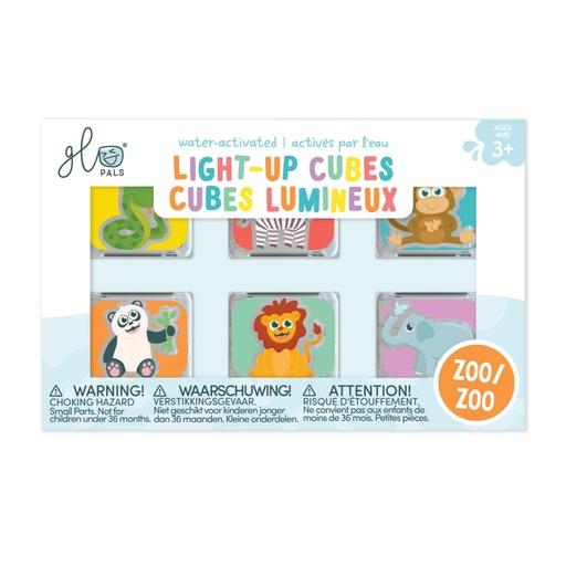 [564029] Glo Pals | Badspeelgoed Light Up Cubes Zoo 6-pack
