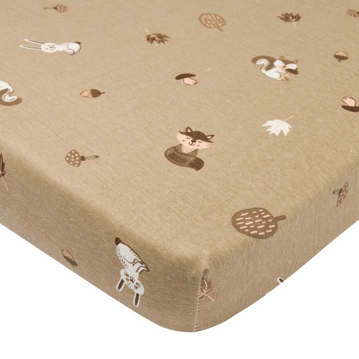 [564051] Meyco | Hoeslaken Forest Animals Jersey Sand Rond Ø95cm