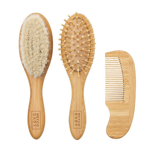[564083] Meyco | Borstel en Kam Bamboe/Geitenhaar Naturel 3-delig