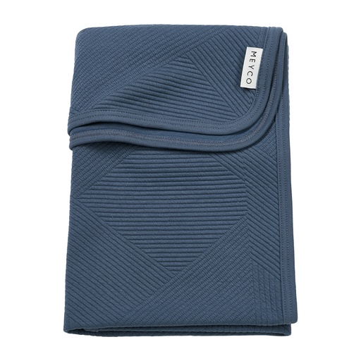 [564094] Meyco | Deken Gebreid Jacquard Pure Indigo Blauw 75x100cm