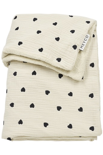 [564106] Meyco | Deken Sweet Heart Borduur Hydrofiel/Badstof Soft Sand 100x150cm