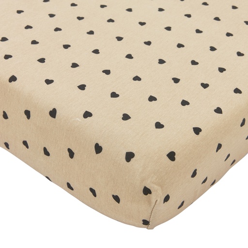 [564150] Meyco | Hoeslaken Sweet Heart Jersey Sand/Black 70x140/150cm