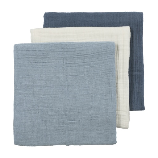 [564155] Meyco | Tetra Doek Pre-washed Naturel/Jeans Blue/Indigo Ecru/Blauw 70x70cm 3-pack