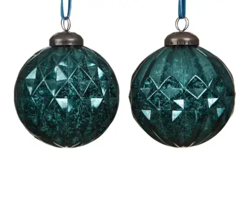 [564260] Decoris | Kerstbal Polystyreen Antique Finish Beads Emerald Ø8cm Assortiment 