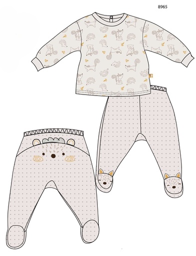 Picco Mini | Outfit Hedgehog Egel Pyjama Off White 2-delig