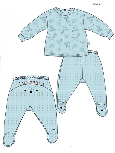 Picco Mini | Outfit Hedgehog Egel Pyjama Blue 2-delig
