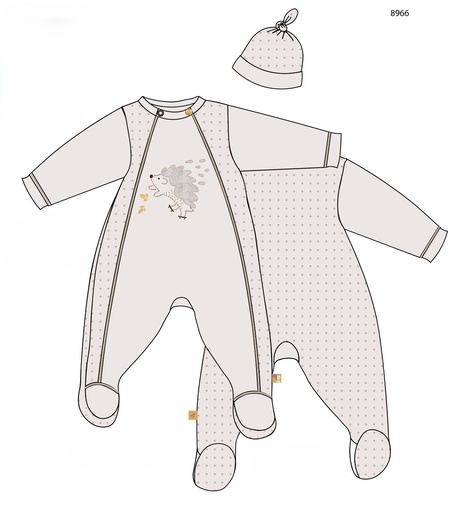 Picco Mini | Outfit Hedgehog Egel Pyjama/Muts Off White