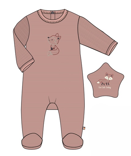 Picco Mini | Giftset Fox & Bear Pyjama/Knuffeldoek Peach Beige