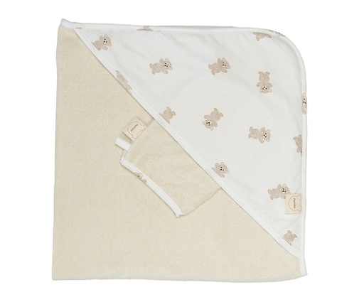 [565158] Pericles | Badcape met Washandje Allover Bear