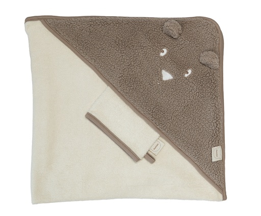 [565159] Pericles | Badcape met Washandje Bear Chocolate