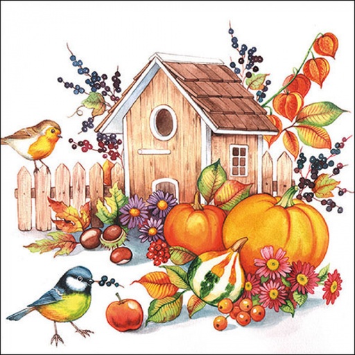 [565512] Ambiente | Servetten Autumn Birdhouse 3-laags 33x33cm 20-pack