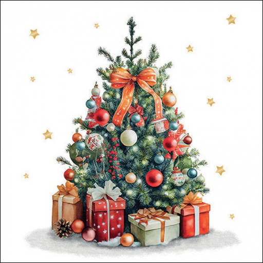 [565522] Ambiente | Servetten Decorated Christmas Tree 3-laags 100%FSC 33x33cm 20-pack