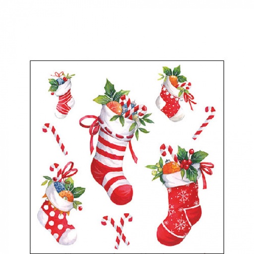 [565533] Ambiente | Servetten X-Mas Stockings White 3-laags 25x25cm 20-pack