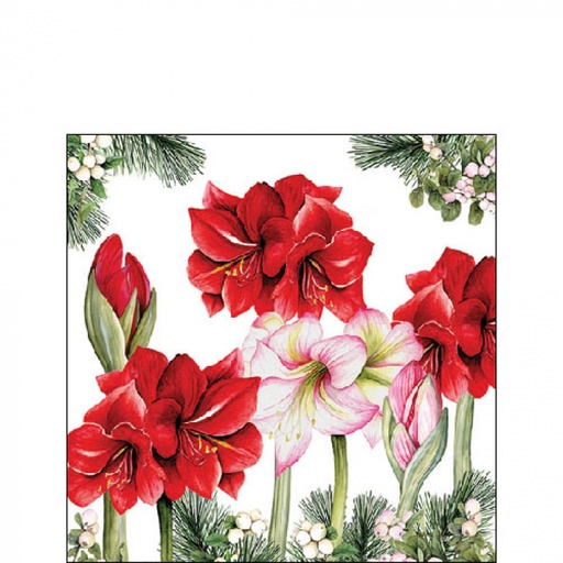 [565535] Ambiente | Servetten Blooming Amaryllis White 3-laags 25x25cm 20-pack