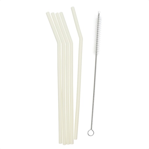 [565697] Smikkels | Rietjes Siliconen met Borstel Wit