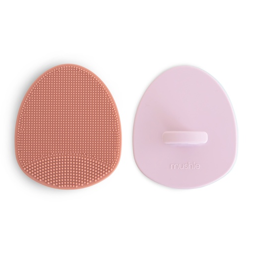 [565961] Mushie | Borstel Cradle Cap Brush SiIlicone Rose/Soft Lilac 2-pack